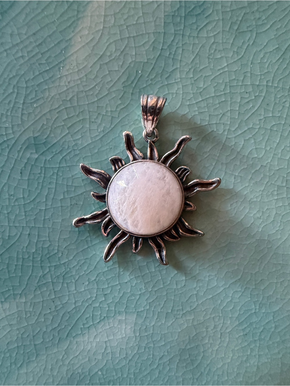 Sterling Silver and Moonstone Sun pendant • 925 silver